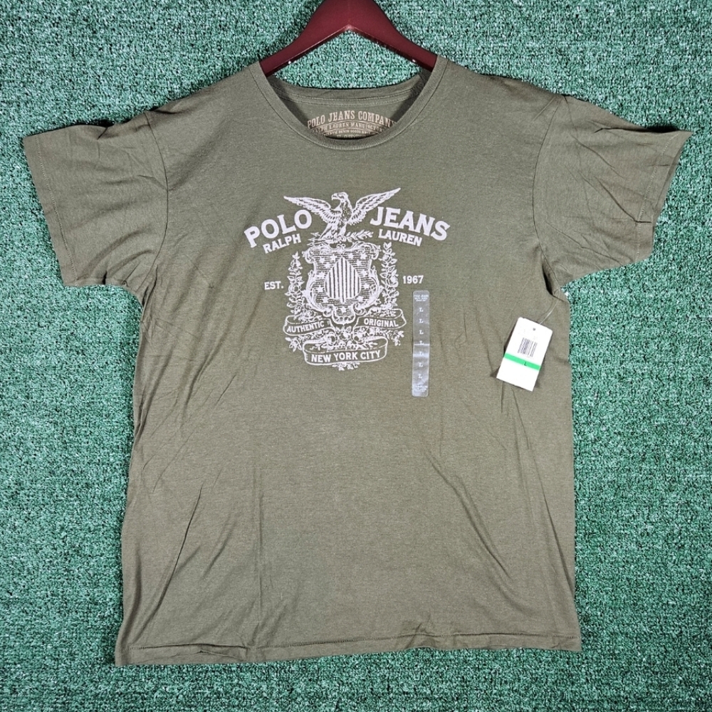NWT Vintage Ralph Lauren Polo Jeans Co. Tee / Mens Size Large / Olive Green